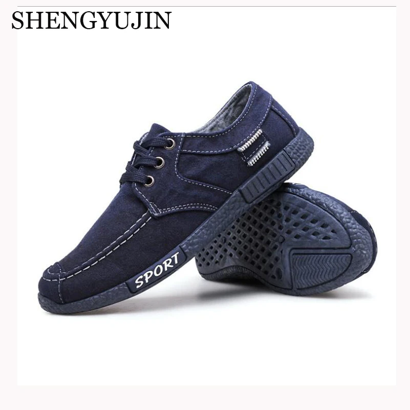SHENGYUJIN New 2019 Canvas Men Shoes Denim Lace-Up Low help Casual Breathable Male Footwear Spring Autumn men footwear | Обувь