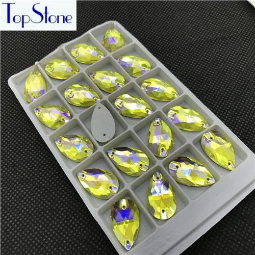 Citrine AB TopStone, много цветов, хрустальные стразы для шитья, пришивные камни, стекло для платьев, ювелирных изделий - Цвет: Citrine AB