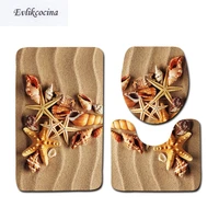 Free Shipping Pcs Beach Shells Ocean Bath Mats Anti Slip Bathroom Mat Set Tapete Banheiro Washable Toilet Rugs Alfombra Bano
