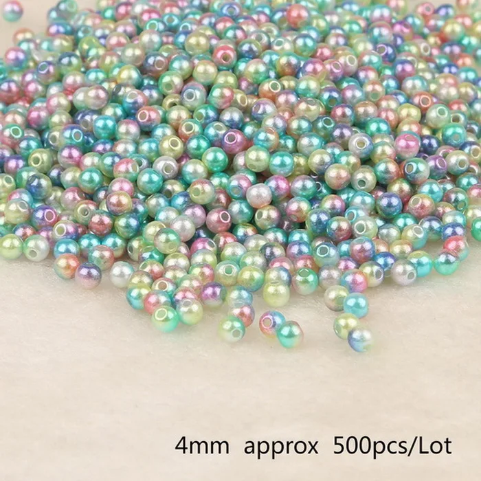 Diameter 4mm 500pcs 50-500 шт./пакет ABS Перл Круглый Диаметр 4/6/8/10 мм отверстие 1 мм пять Цвет DIY производства ювелирных изделий - Цвет: Diameter 4mm 500pcs