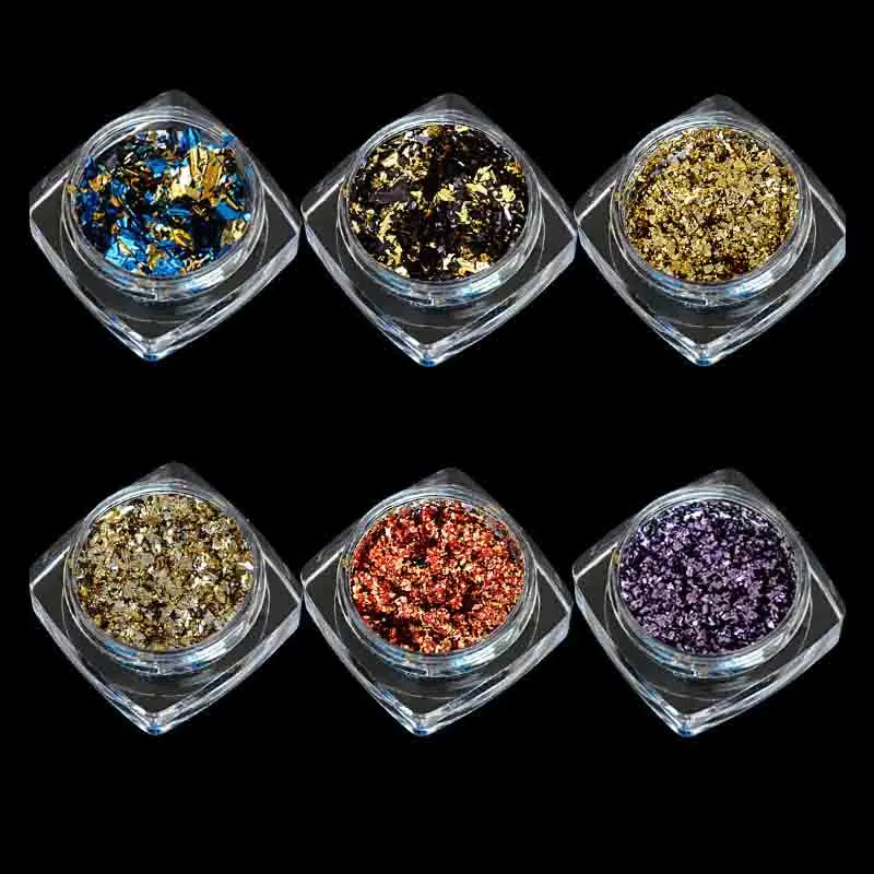 1 коробка алюминиевые фольги хлопья гвоздь блестящий порошок с зеркальным