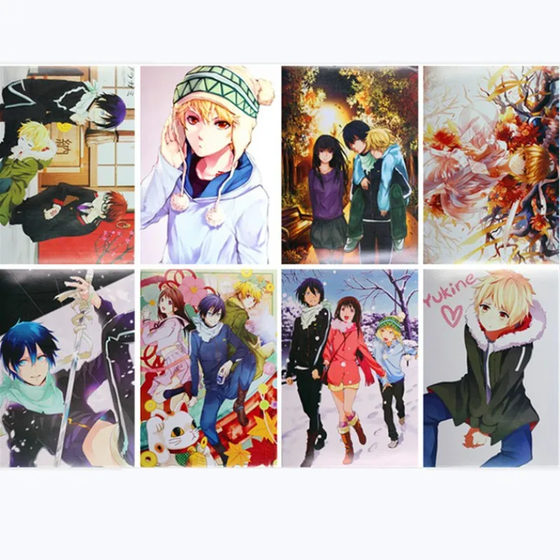 

8 pcs/set Noragami poster yato / Hiyori / Yukine Anime poster sticker for walls 42x29cm
