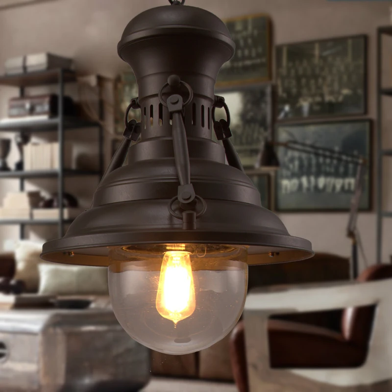 Старинные ржавые браун прохладный лодка форма лампы промышленного бар стиль