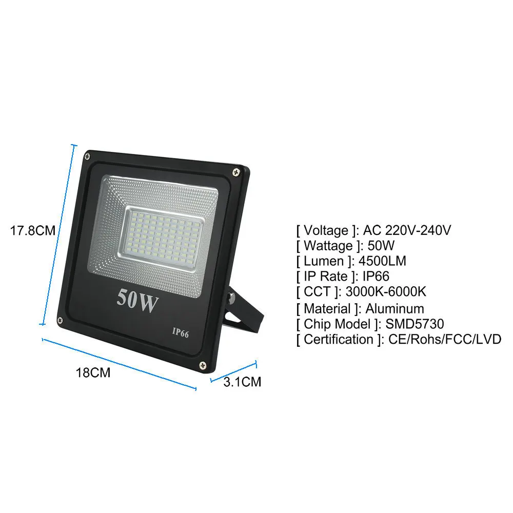 BUYBAY 50w 100w Светодиодный прожектор светильник 220V 240V 30 Вт 200 Вт напольный светильник ing проектор лампа с отражателем светодиодный 50 Вт внешний точечный светодиодный exterieur