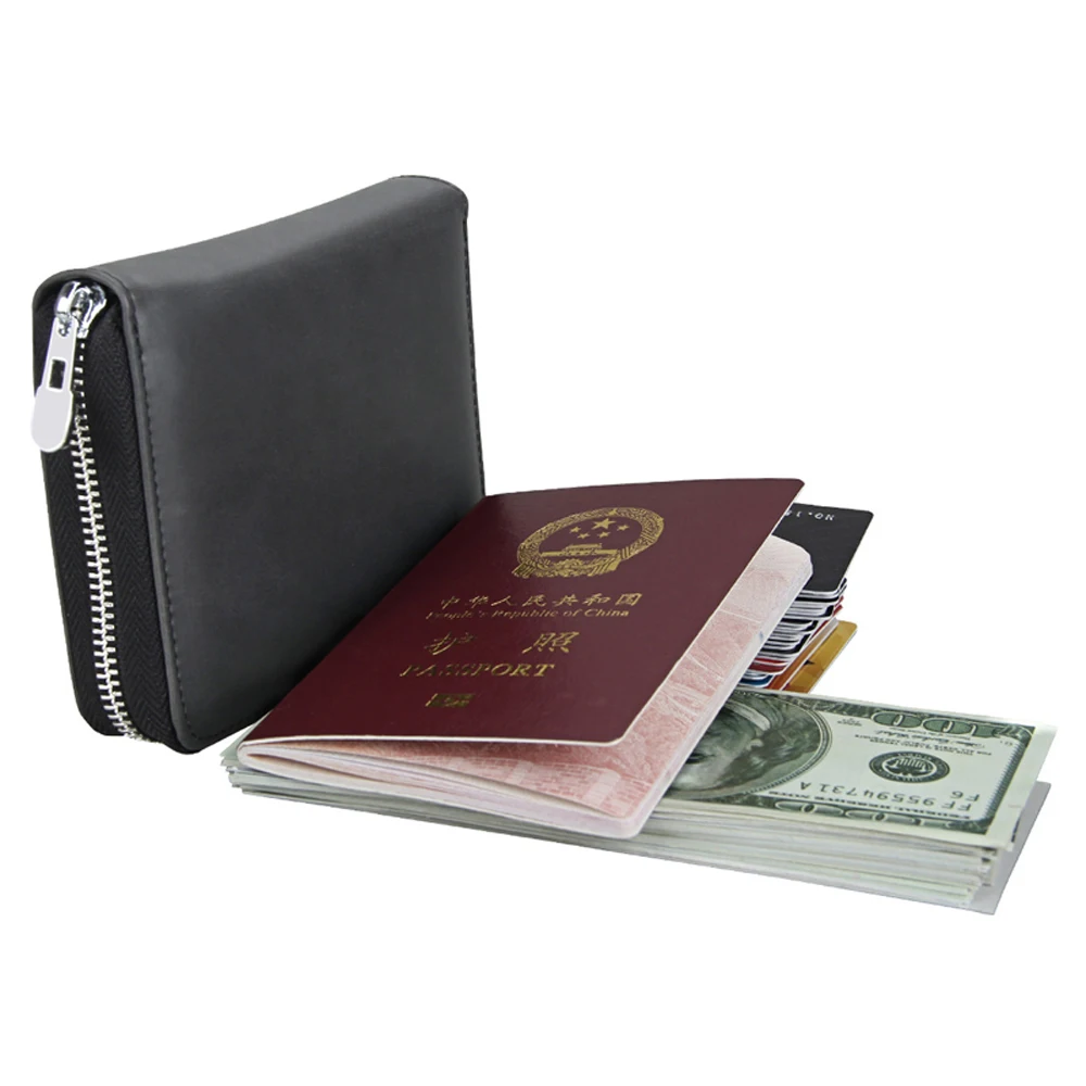 Большая вместимость мужской RFID держатель для карт Многофункциональная Кожаная