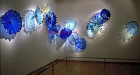 high quality chihuly style blue stained glass wall lighting hotel gallery murano glass plates