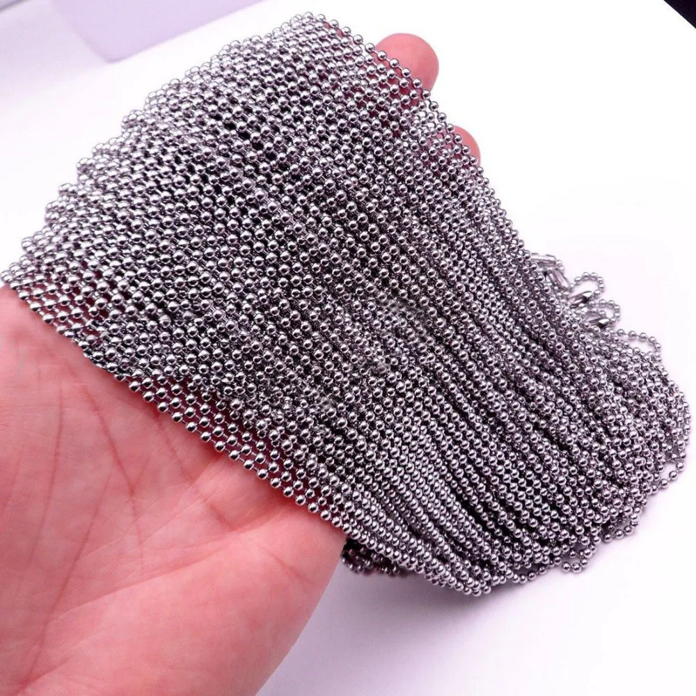 

1.5/2/2.4/3/3.2mm 5-100meters Silver Color Stainless Steel Wholesale Bulk Beads Ball Chain Link Fashion Unisexs DIY Jewelry