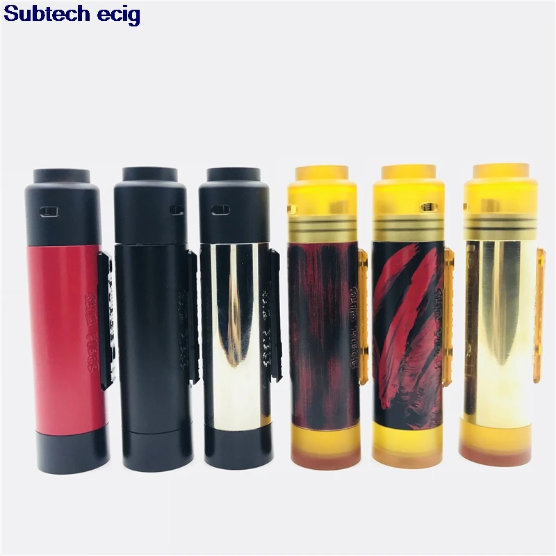 

New arrival 1:1 Slim Piece Mod with Carnage RDA mods kit Side Fire Button Brass Pei material 18650 Battery 510 Thread vape mods