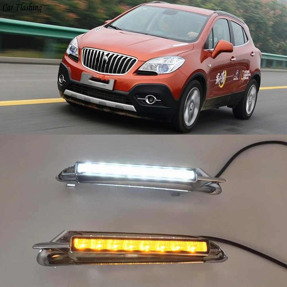 Автомобильная проблесковая 1 набор 12V светодиодный для Buick Encore Opel Mokka 2012 2013 DRL Габаритные огни дневного света с сигнал поворота