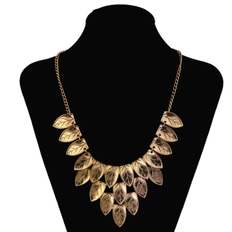 

LZHLQ Vintage Maxi Metal Brand Necklaces Fashion Multilayer Leaf Necklace Statement Women Long Sweater Chain Jewelry Accessories