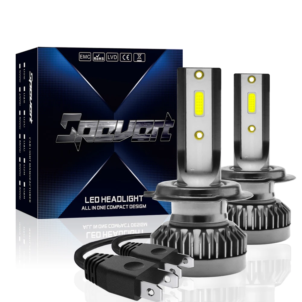 

SPEVERT 2PCS H7 LED MINI Car headlight Bulbs H1 H4 H7 H8 H11 9005/HB3 9006/HB4 Headlamps Kit Auto 12-24V LED COB Lamps 110W