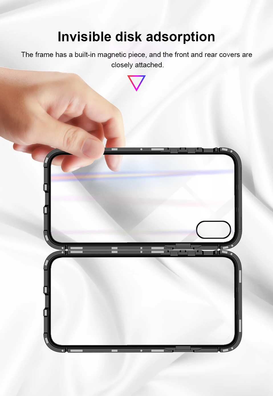 Магнитный адсорбционный металлический жесткий чехол для iPhone X, 8, 7, 6, 6S Plus, задний чехол s, чехол для samsung Galaxy S9, S8, S7 Plus, Note 8