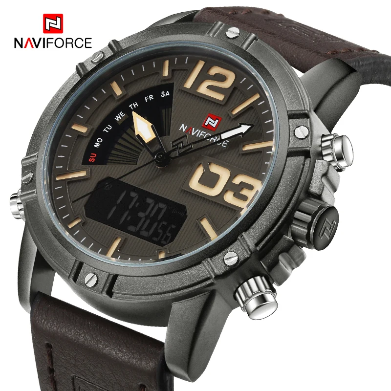 Лидирующий бренд NAVIFORCE мужские роскошные Цифровые кварцевые часы спортивные военные наручные часы мужские повседневные часы Relogio Masculino