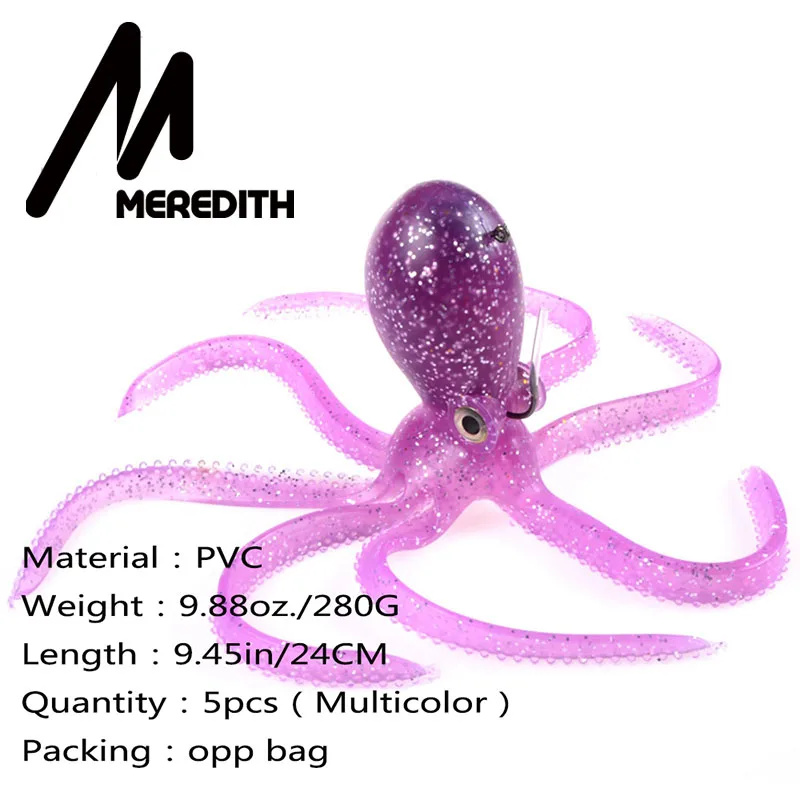 От магазина Meredith 5 шт 9.45in Artficial Осьминог Jig Head длинный хвост мягкого свинца Мягкие