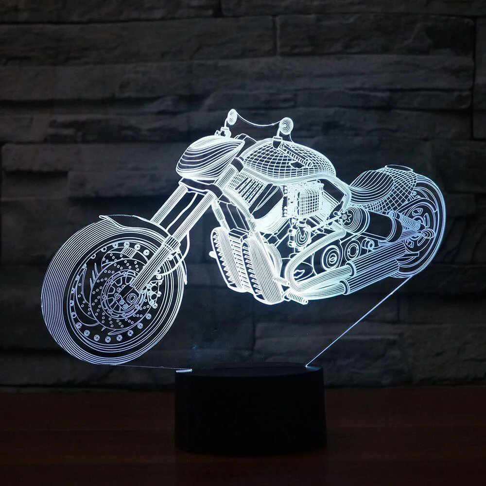 

Cross-country Motorcycle 3D Lamp Colorful USB LED Nightlight Visual Remote Touch Switch 3D Night Light Illusion Bedroom Lamp