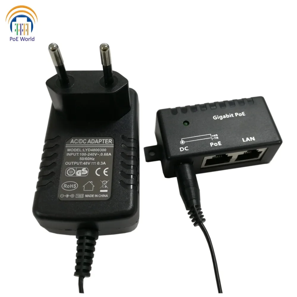1 гигабитный настенный адаптер питания через Ethernet PoE инжектор режим B 48 В 15
