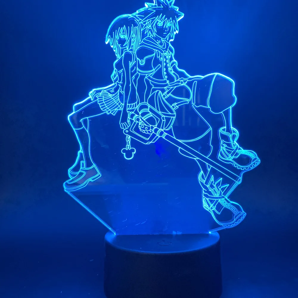 Светодиодный 3d-ночник игра Королевство Сердца Sora Kairi фигурка для спальни декоративное ночное освещение дети ребенок крутая Подарочная настольная лампа 3d