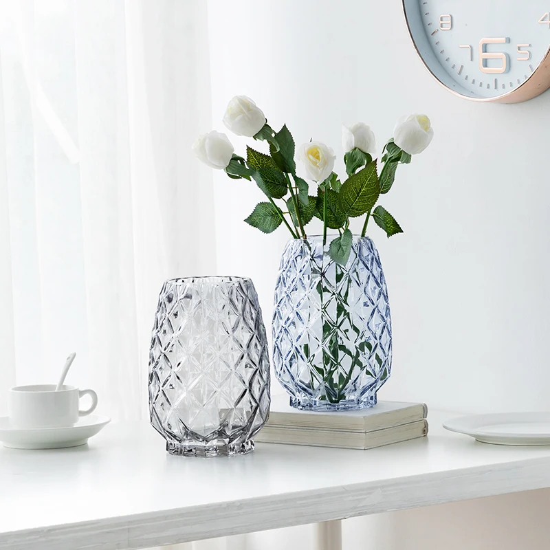 Скандинавская стеклянная ваза ПРОСТАЯ ПРОЗРАЧНАЯ разноцветная гидропонная для