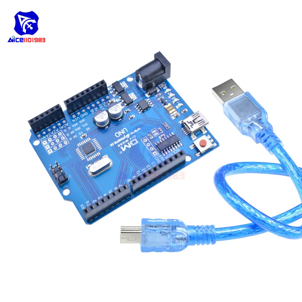 Макетная плата CH340 UNO R3 ATmega328P сменный мини USB интерфейс с кабелем ATmega16U2 для Arduino