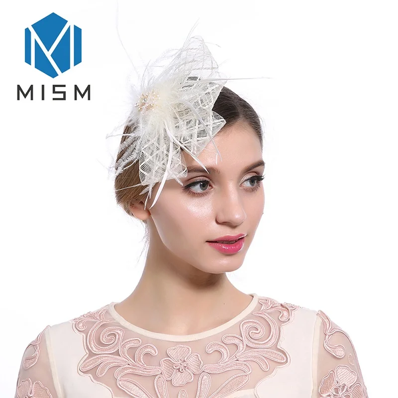 Beige M MISM женский головной убор заколка для волос элегантная пряжа резинки для волос модный винтажный обруч для волос зажим аксессуары для свадьбы Коктейльные Вечерние - Цвет: Beige