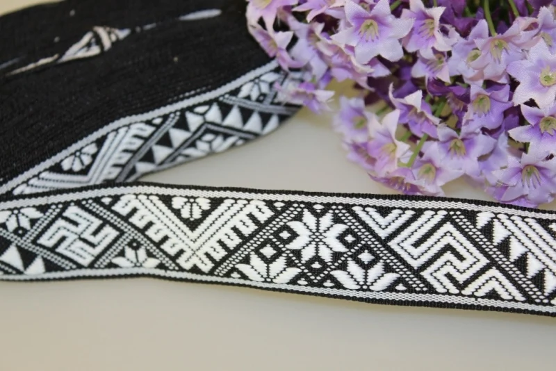 

10 yards/lot wide 3cm Woven Jacquard Ribbon geometry quadrangle rhombus black