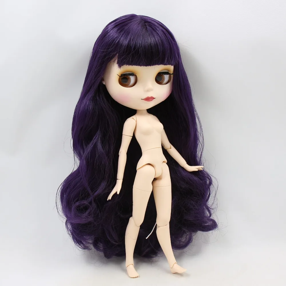 Кукла ICY DBS Blyth фиолетовые волосы матовое лицо белая кожа сустав тело 1/6 30 см