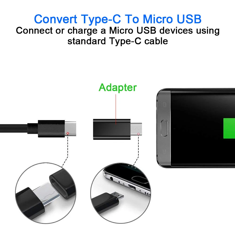 Ascromy USB C Женский к Micro Мужской синхронизации зарядный кабель адаптер для Samsung Galaxy S7