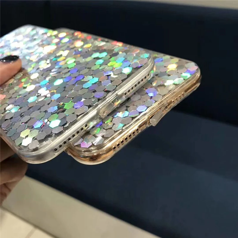 Для iphone 6 6S 8 Plus X XR XS MAX 7 чехол с кристаллом для телефона блестками Мягкий