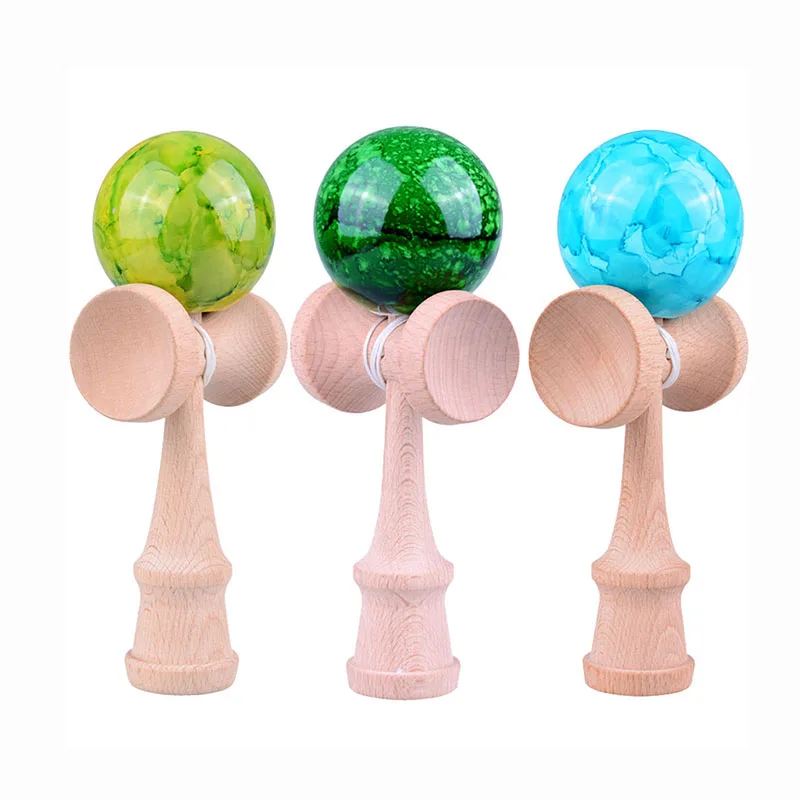 Мраморные цветные деревянные шары Kendama, умелые шарики для жонглирования, профессиональные игрушки для игр на открытом воздухе для детей и взрослых