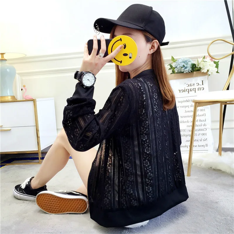 Женская летняя тонкая куртка кружевная Солнцезащитная одежда с длинным рукавом