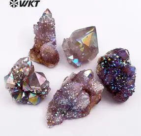 send randomly WT-G257 WKT красивые натуральные камни Редкий Натуральный спиртовой кварц с радугой титановый цвет гальванический случайный размер - Окраска металла: send randomly