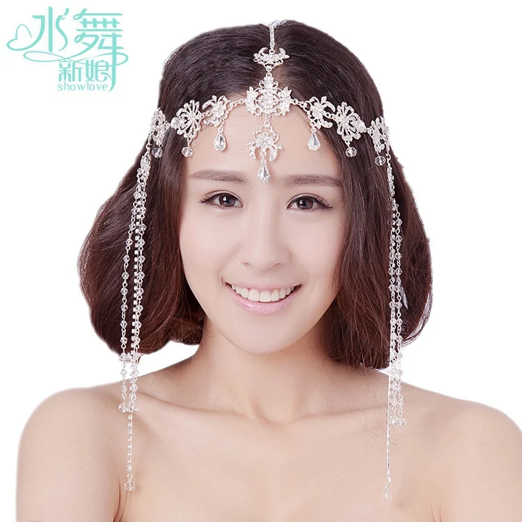 Корейская хрустальная головная цепочка с кисточкой спереди свадебные