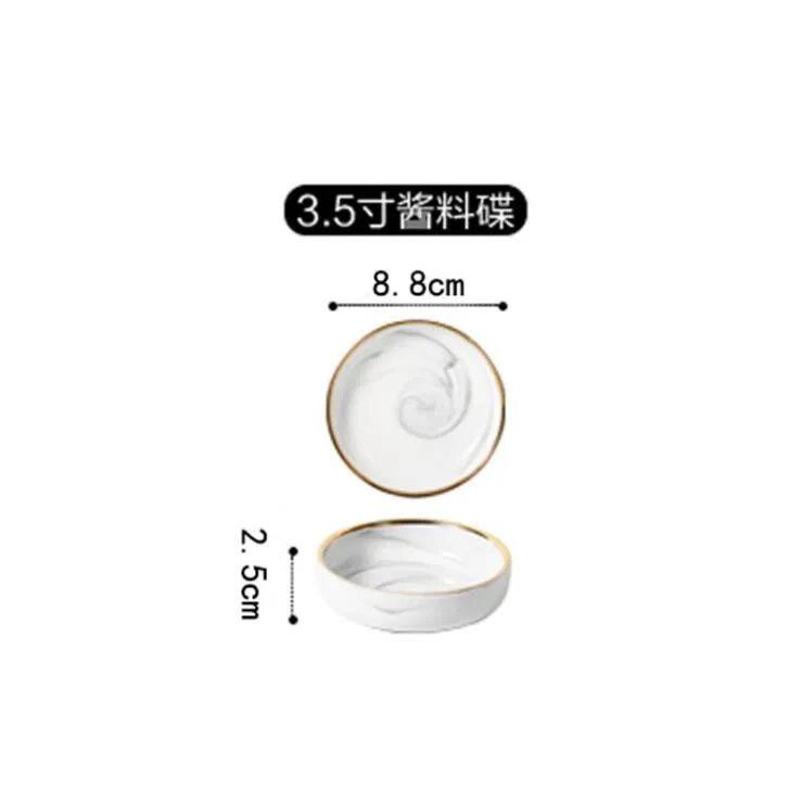 8.8cm taste dish Золотой мраморный набор тарелок, керамическая кухонная тарелка, набор посуды, блюда для еды, рисовый салат, лапша, миска, суп, кухонный инструмент для приготовления пищи, 1 шт - Цвет: 8.8cm taste dish
