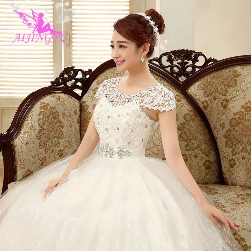 

AIJINGYU 2021 real photos new hot selling cheap ball gown lace up back formal bride dresses wedding dress WK321