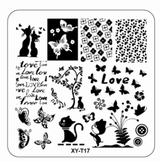 XY-T17 Пластиковые пластины для штамповки ногтей 6*6 см квадратные трафареты для штамповки ногтей инструменты 1 шт - Цвет: XY-T17