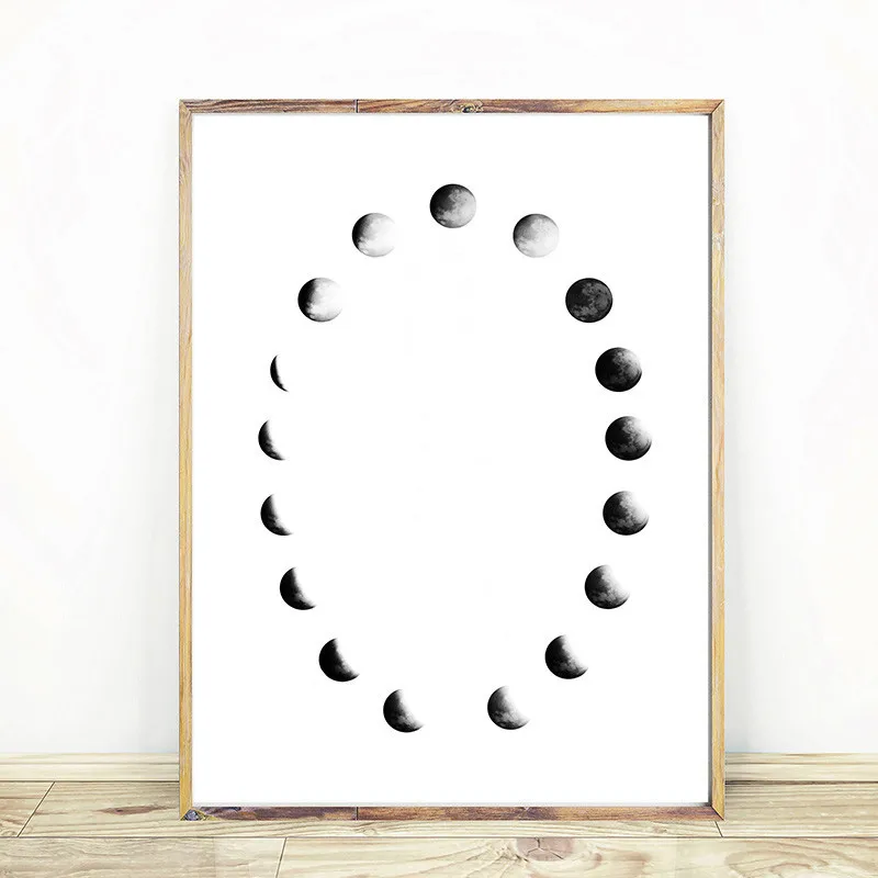 

Gohipang Moon Phases Prints Celestial Wall Art Black and White Luna Moon Poster Modern Minimalist Canvas Painting Home Decor