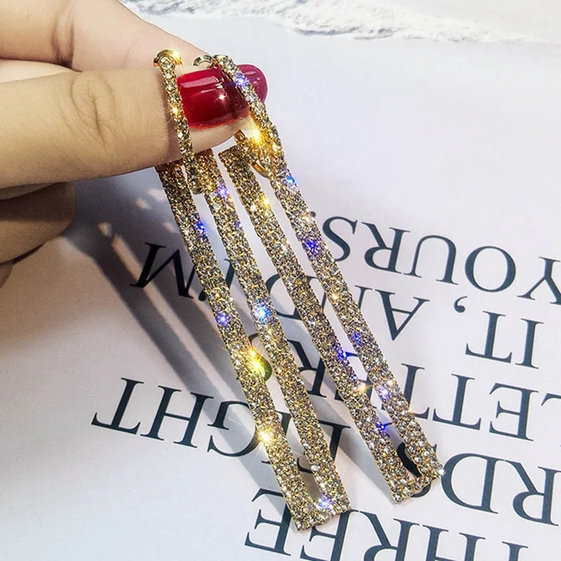 Новые модные роскошные геометрические серьги Стразы женские прямоугольные