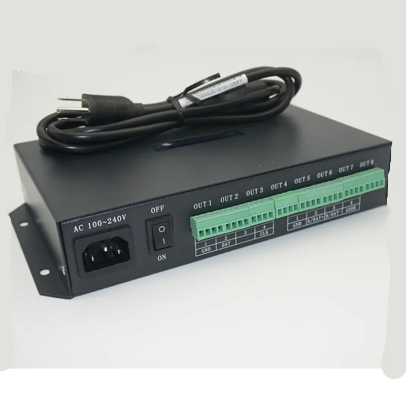 

T-500K controller Computer online RGB Full color led pixel module controller 8ports support up to 300000 pixels ws2801 ws2812b