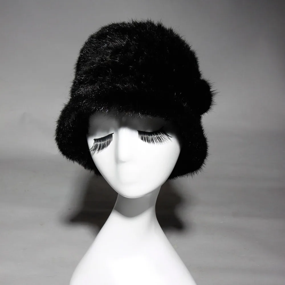 Женская меховая шапка из натуральной норки ручной работы вязаная норковая