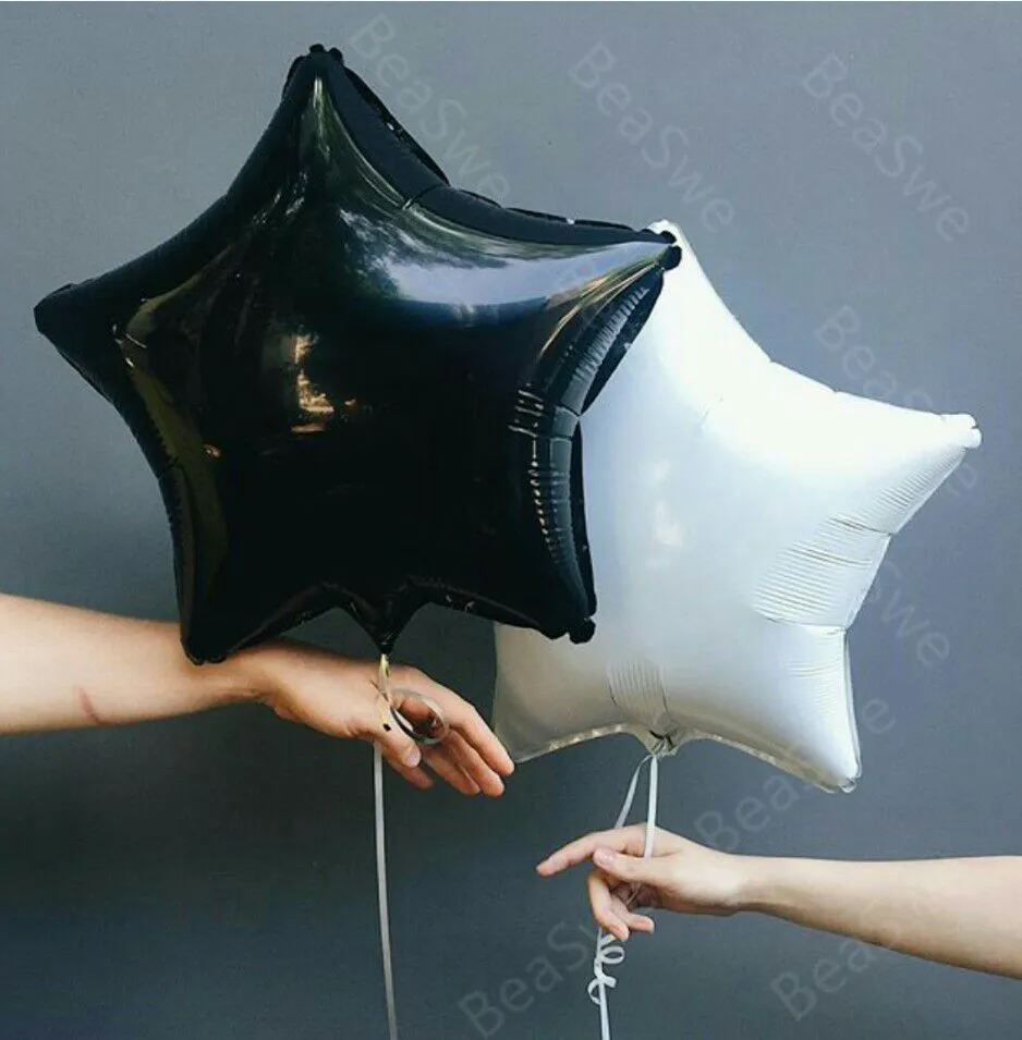 

10pcs/lot 45*45cm Black White Star pure colors Foil balloons birthday wedding party supplies little star globos inflatable balls