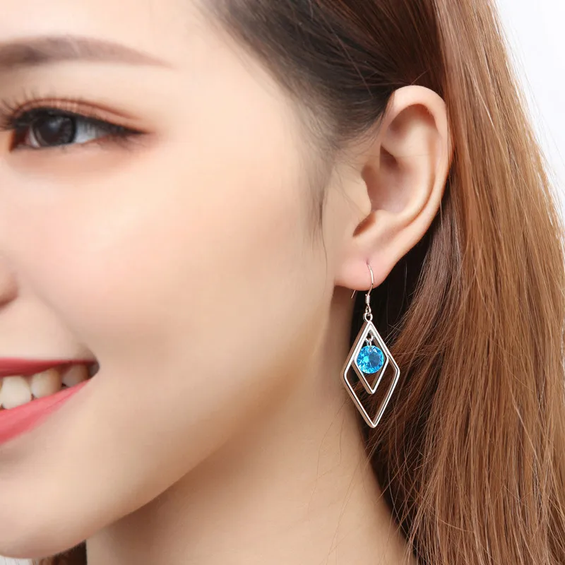 Everoyal Trendy Crystal Pink Drop Earrings For Women Accessories Fashion 925 Silver Girls Princess Jewelry Female Bijou | Украшения и