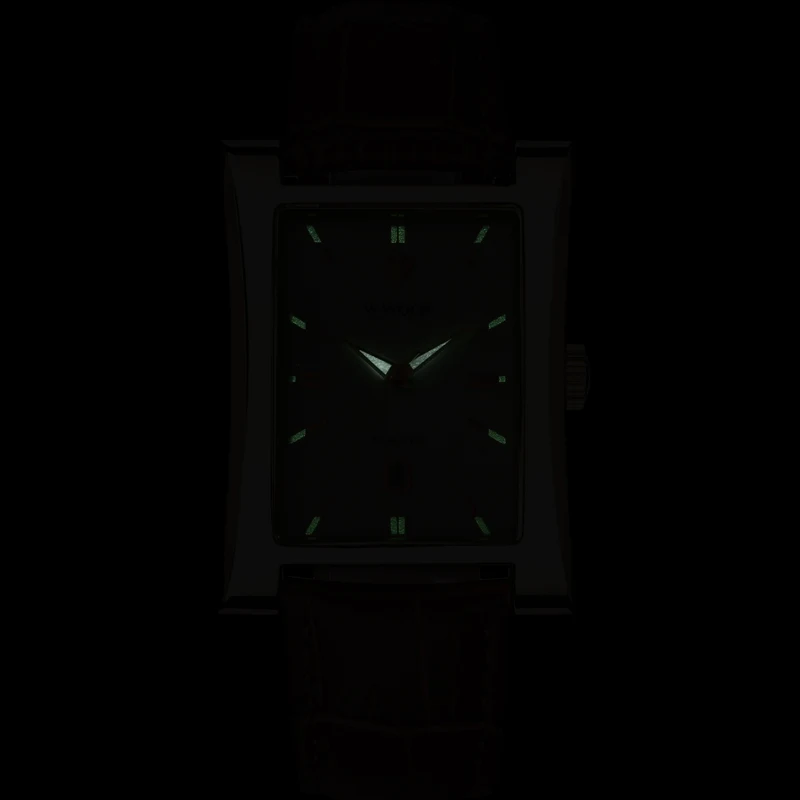 WWOOR Brand Luxury Date Square Quartz Watch Men Water Resistant Genuine Leather Casual Sports Wrist Black Analog Clock | Наручные часы