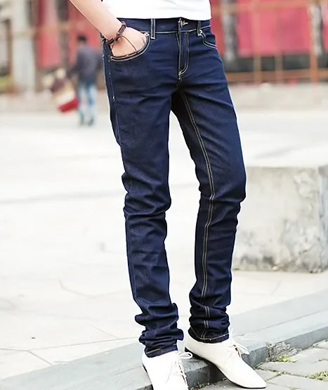 Модные новые мужские тонкие повседневные брюки модные обтягивающие джинсы узкие