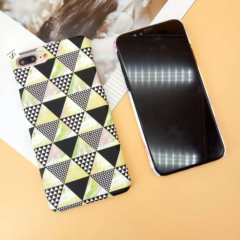 Fashion Geometry Triangle Pattern Mobile Phone Case for iPhone X 1Ultra Thin Matte Hard PC Cover 7 8 6 6S Plus |