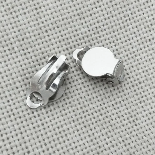 rhodium plated Изготовление ювелирных изделий серьги-клипсы выводов нет необходимости серьги без необходимости прокола pad База подходит Кабошон-Камея Базеле с плоской задней частью - Цвет: rhodium plated