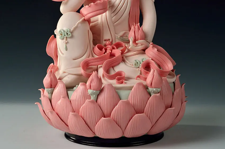 Китайский фарфор Dehua цветной Lianhua Kwan yin статуя Гуаньинь Будды|statue india|buddha braceletbuddha