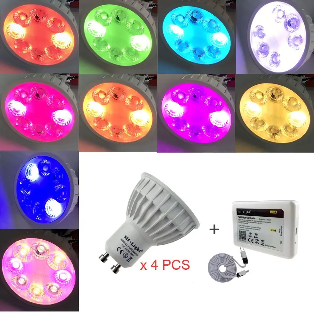 Набор сделай сам 16mi llion цвета 4 шт. X MR16 /GU10 RGB + CCT светодиодная точечная лампа 12 В AC/DC