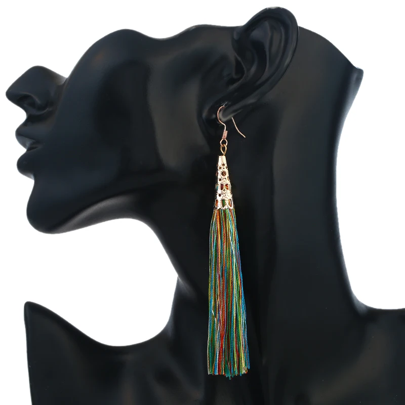 Fashion Long Tassel Earrings Women Bohemian Jewelry Hollow Geometric Pendant | Украшения и аксессуары