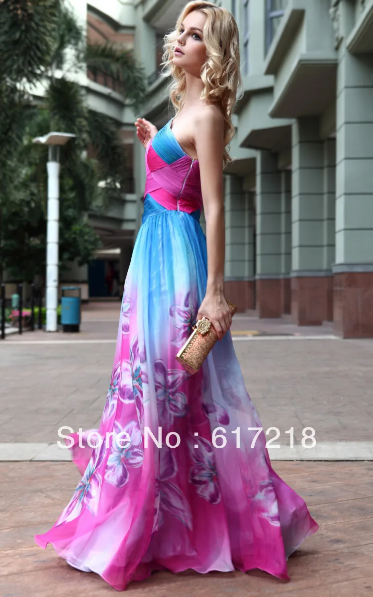 DORISQUEEN A Line Floor Length One Shoulder Printing Chiffon Vestidos Dress Long/Prom Dresses|dress dollar|dress inflationdress knee high boots |