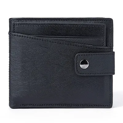 Horizontal black Уникальный дизайн, Винтажный Мужской Стандартный кошелек, короткие кошельки, Натуральная Воловья кожа, мужской кошелек, держатель для карт, карман - Цвет: Horizontal black